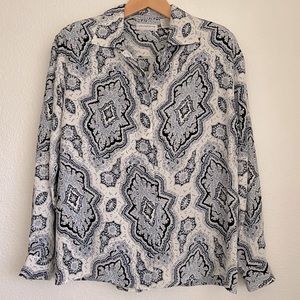 Vintage 1990s Liz Claiborne Collection Button-Front Paisley Scarf Print …